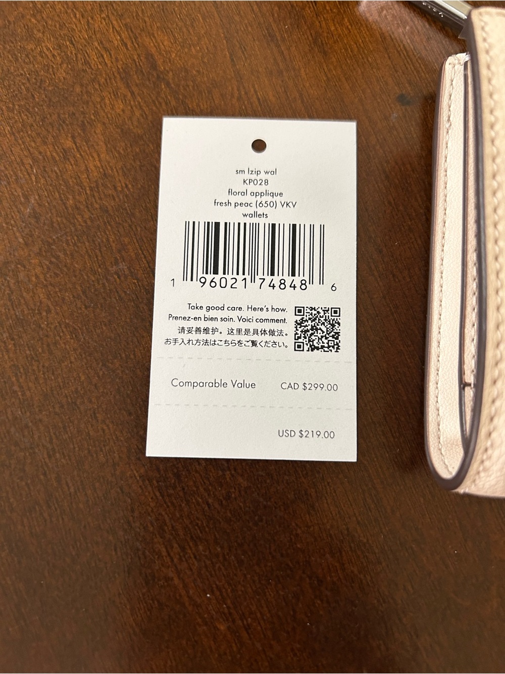 kate spade 3D Floral Small L-zip Wallet in Fresh Peach MSRP $219 - Picture 2 of 16